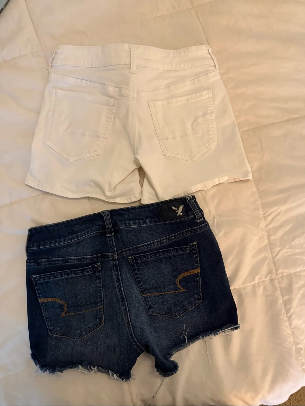 American Eagle Outfitters White and Dark Blue Denim Shorts - 2 Pack
